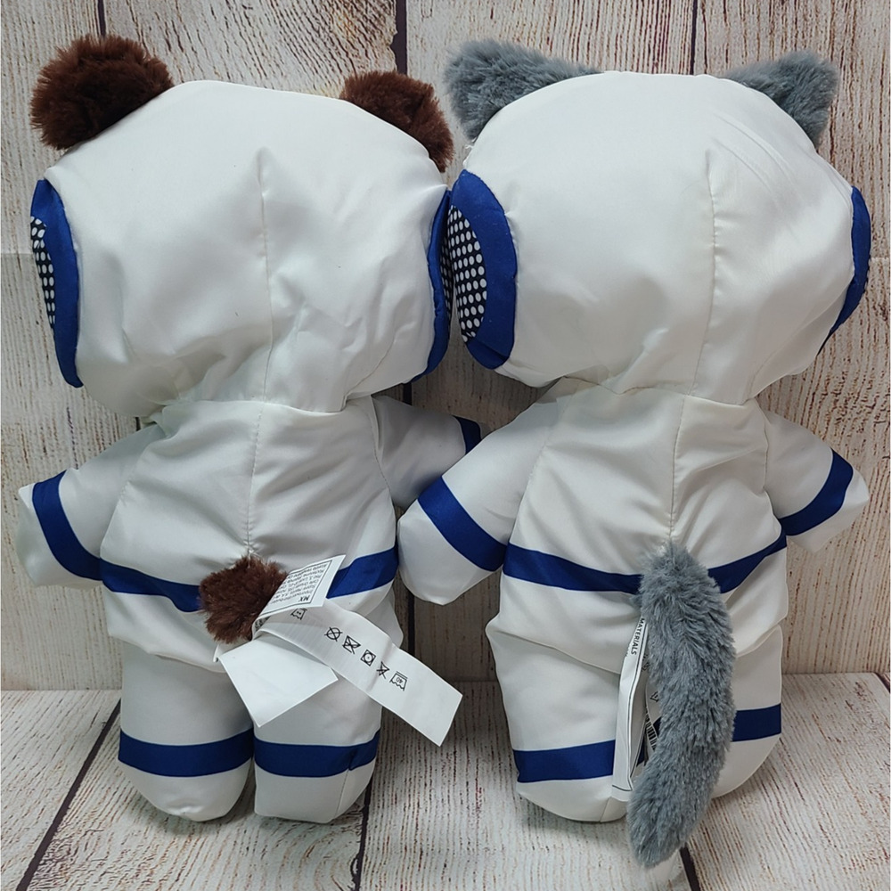 Ikea Aftonsparv Plush Bear and Cat Astronaut Stuffed Animal Toys White Blue 11" - Picture 3 of 5